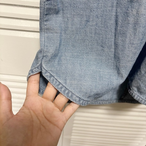 J. Crew 100% Cotton Blue Chambray V-Neck 3/4 Sleeve Pullover Dress Size M - Picture 3 of 6